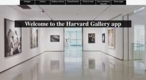 Web screen of Home page from Harvard gallery website