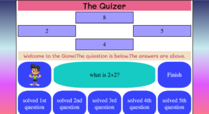 Web screen of Math page from Trivia game website