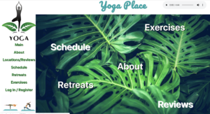 Web screen of Home page from Yoga studio site