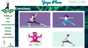 Web screen of Exercises page from Yoga studio site