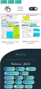 screen of Skills page from Portfolio site Mobile