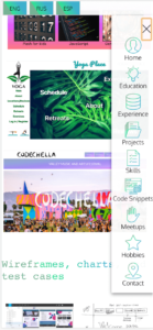 screen of Projects page with side navbar from Portfolio site Mobile