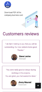 mobile view of a web page with testimonials