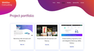 Web screen of Websites portfolio