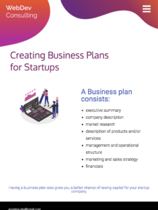 tablet view of business planning web page